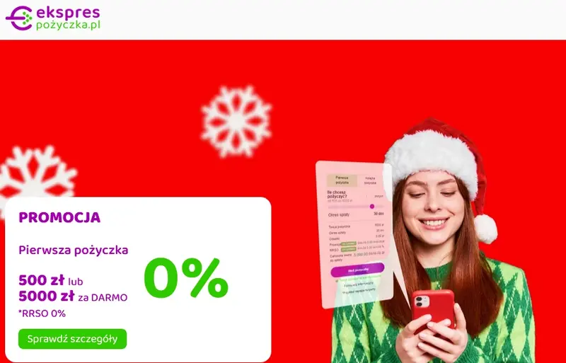 Pożyczka gotówkowa eksprespozyczka.pl - pierwsza pożyczka 500 zł lub 5000 zł za darmo, RRSO 0%, szybka wypłata online