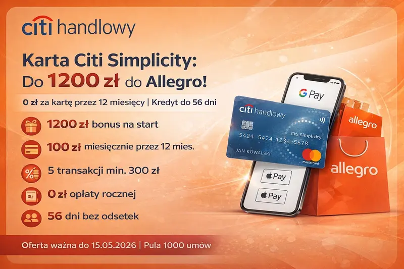 Karta kredytowa Citi Simplicity nawet 1200 zł do Allegro