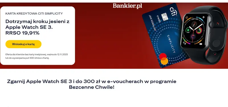 Karta kredytowa Citi Simplicity z Apple Watch SE 3 - Promocja z nagrodami