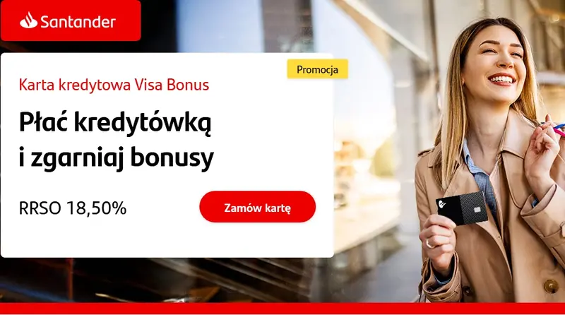 Karta kredytowa Visa Bonus Santander Bank Polska z programem bonusowym i promocjami