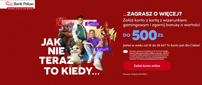 Konto Przekorzystne dla Młodych Gamingowe Bank Pekao - karta z wizerunkiem gamingowym i bonusy do 500 zł