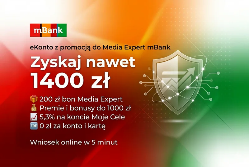 eKonto mBank z promocją do Media Expert – zyskaj nawet 1400 zł w bonach i premiach