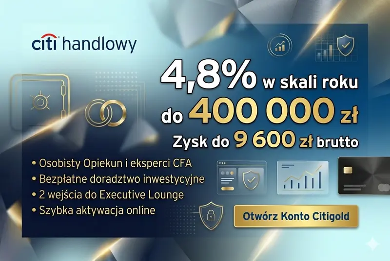 Konto Citigold Citi Handlowy - bankowość premium z oprocentowaniem 4,8%, Osobistym Opiekunem i ekskluzywnymi przywilejami