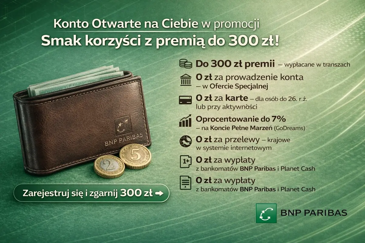 Konto Otwarte na Ciebie w promocji Smak korzyści z premią do 300 zł