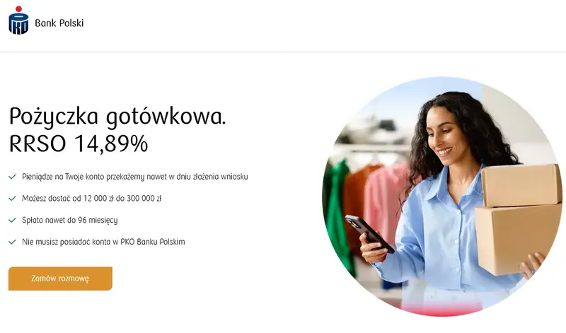 Pożyczka gotówkowa PKO Bank Polski - RRSO 14,89%, do 300 000 zł na dowolny cel