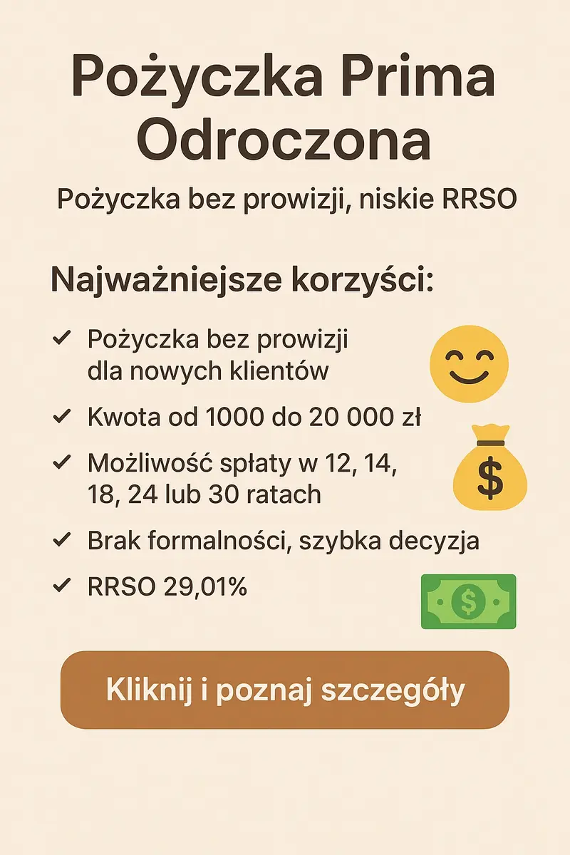 Pożyczka Prima Odroczona - Provident Polska bez prowizji
