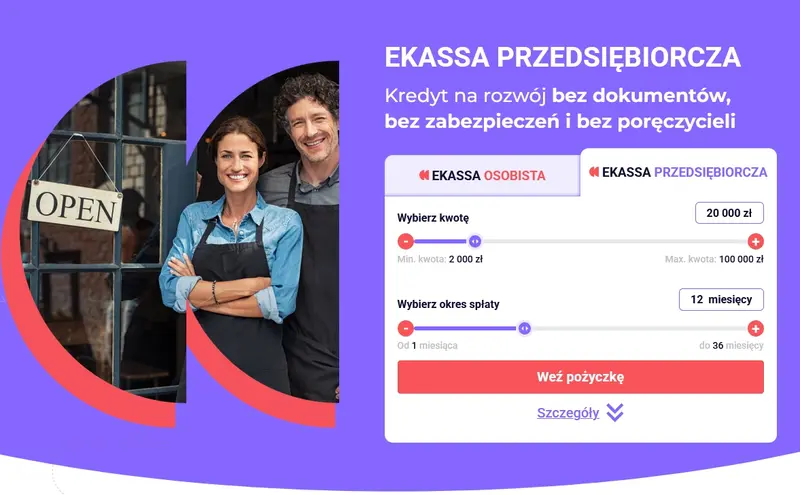 Pożyczki ratalne Ekassa.pl - do 30 000 zł na raty