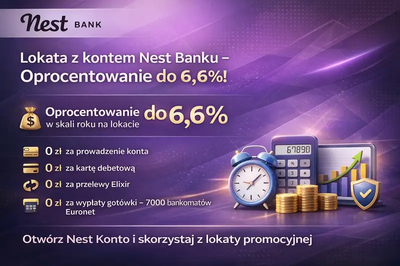 <strong>Lokata z kontem Nest Banku</strong> - Do 6,6% oprocentowania! 💰
